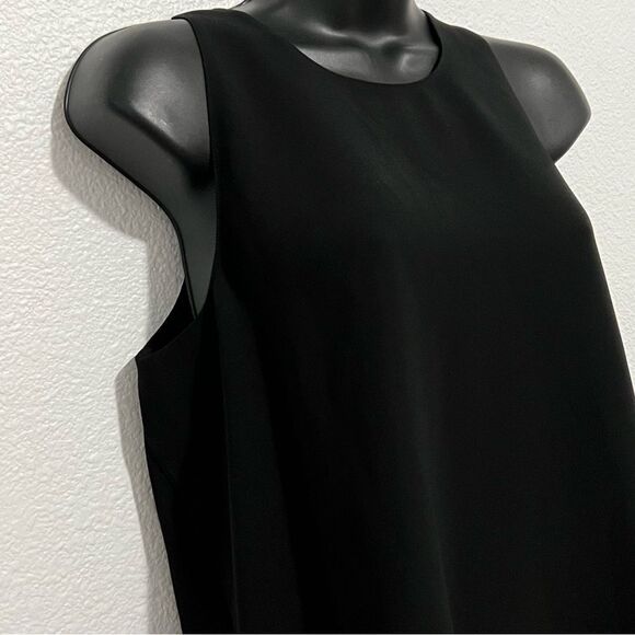Vince Black Popover Sleeveless Relaxed Split Hem Tunic Shell Blouse Tank M - Picture 2 of 10